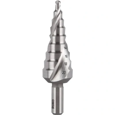 Immagine di RUKO 101051 Punta a gradini 4 20 mm HSS Lunghezza totale 75 Alberino 3 facce 1 pz.