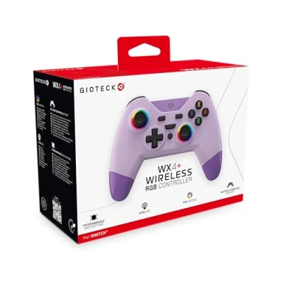 Immagine di Gioteck WX4+ Wireless Controller for Nintendo Switch Lavender with Customisable RGB Lighting and Programmable Back Buttons Bluetooth Compatible
