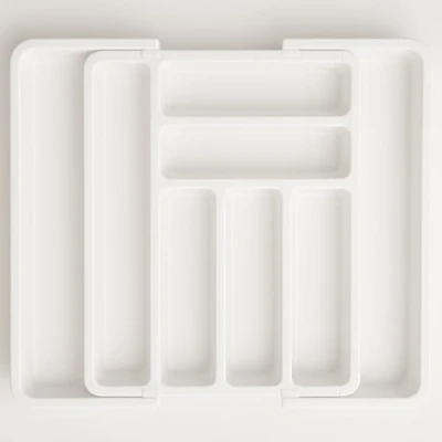 Immagine di edihome, Portaposate da Cassetto, Porta Posate Espandibile, Regolabile, con 6 8 Scomparti, senza BPA, per Utensili Cucina (Bianco)