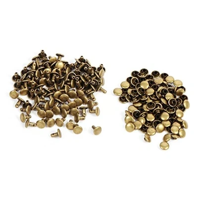 Immagine di Walfront 100 Set Rivetto in Pelle, Doppio Cappuccio Metallo 8 x 8mm per DIY Borsa Scarpe Rriparazioni (Bronzo)
