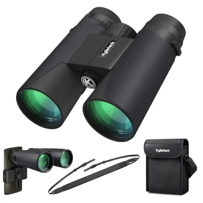 Immagine di Kylietech Binocolo Professionale Alto Ingrandimento Prisma BaK 4 e Lente FMC, Impermeabile, Messa a Fuoco Veloce, 12x42 con Adattatore Telefonico per Birdwatching, Escursionismo, Caccia