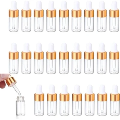 Immagine di ChAusa 25 Pcs Mini Bottiglie Contagocce, Flacone Contagocce Trasparente 3ml, di oli Essenziali Campione con Pipette Applica a Laboratorio, Olio Essenziale