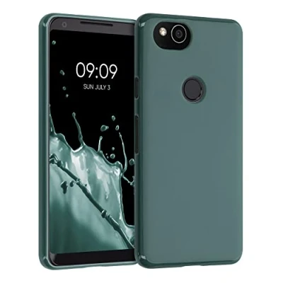Immagine di kwmobile Custodia Compatibile con Google Pixel 2 Cover Back Case per Smartphone in Silicone TPU Protezione Gommata verde militare