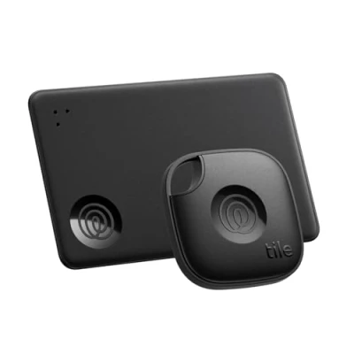 Immagine di Tile by Life360 Starter Pack (2024) Localizzatori, cerca oggetti e tracker Bluetooth per chiavi, portafogli altro. Compatibile con iOS Android. Trova telefono. Pacchetto da 2 (Mate/Slim nero)