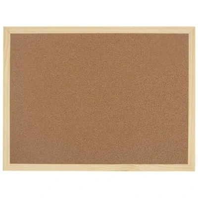 Immagine di OWLKELA bacheca in sughero spesso, 90 x 60 cm, per appunti, con 10 puntine e anelli appenderla, ufficio, classe o casa, cornice classica legno