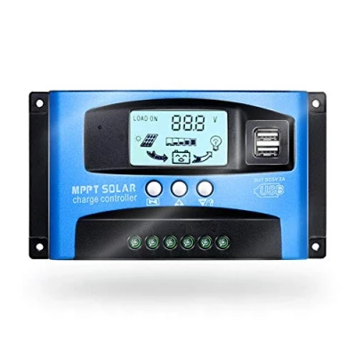 Immagine di SolaMr 100A Regolatore di Carica Solare 12V/24V della Batteria del Pannello con Display LCD e Porta USB Doppia