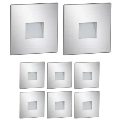 Immagine di ledscom.de 8 LED luce per scale/apparecchio da incasso a parete FOW interni ed esterni, downlight, angolare, acciaio inox, 85 x mm, bianco caldo