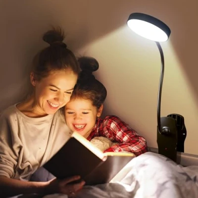 Immagine di Luce per Lettura Libri a Letto, 450 LM+36 Led da Libro,25 Modalità Libro Notturna,1800mAh USB Lampada Ricaricabile,360Flessibile Luci Camera Letto Con Pinza