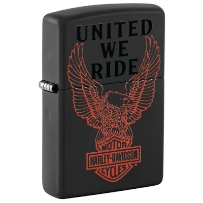Immagine di Accendino Zippo® Harley Davidson 49044, Antivento Ricaricabile Zippo, Realizzato in Metallo con Caratteristico &quot;click&quot; Color Grigio Scuro, Made USA, Ottima Idea Regalo