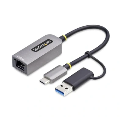 Immagine di StarTech.com Adattatore Ethernet USB C, Convertitore di Rete/NIC NBASE T da Type C 3.0 A RJ45 con incluso