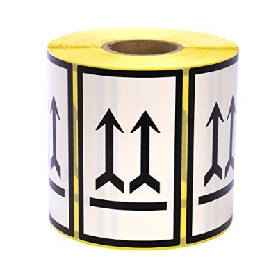 Immagine di MDlabels Etichette da merchandising su rotolo, 100 x 60 mm, 1000 pezzi, freccia doppia lato verso l&#039;alto
