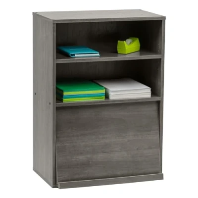 Immagine di Iris Ohyama, Armadio con ante, Ripiano portaoggetti, 2 vani componibili, Design, Solido, Moderno, Multiuso, Ufficio, Camera da letto, Soggiorno, Flap Rack CHR 1, Rovere grigio
