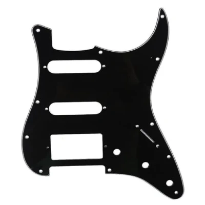 Immagine di Musiclily SSH 11 Fori Strat Battipenna Chitarra Pickguard per Fender USA/Messico Stratocaster Standard Stile Moderno,3 strati Nero