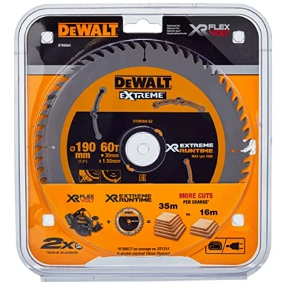 Immagine di DeWalt DT99564 QZ accessori utensili xr flexvolt lama circolare 190mm x 30mm 60 denti, nero