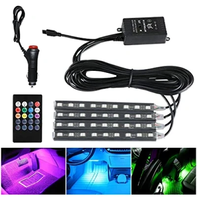 Immagine di Luci interne per auto a LED RGB, ambientali interni auto, Illuminazione ambientale senza fili lampada atmosfera decorativa automatica con adattatore Geruwam