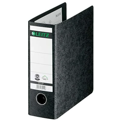 Immagine di Leitz, registratore a leva, formato A5, 77 mm, colore nero, confezione da 5
