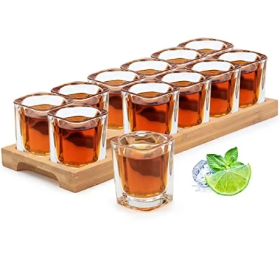 Immagine di [Set regalo] Set di bicchieri da tiro 56,7 g/60 ml porta cocktail e bicchierini portata Organizzatore con vetro trasparente cristallo, 12 pezzi per liquori