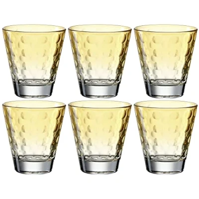 Immagine di Leonardo Optic 025897 set di 6 bicchieri per acqua lavabili in lavastoviglie, colorati vetro, bevande, colore giallo, 215 ml