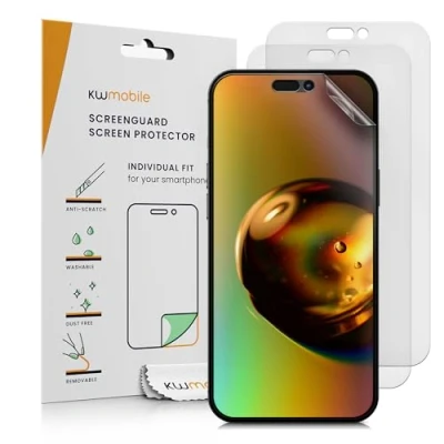 Immagine di kwmobile 3X Pellicola Protettiva Compatibile con Apple iPhone 16 Plus Protezione Display Opaca antiriflesso Anti Impronte