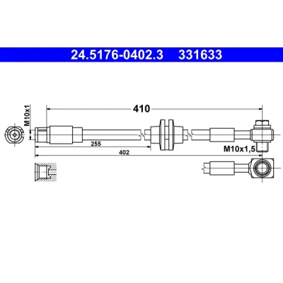 Immagine di ATE 24.5176 0402.3 Tubi Freno 410 M10x1 OPEL: Astra J Sports Tourer, GTC, Hatchback