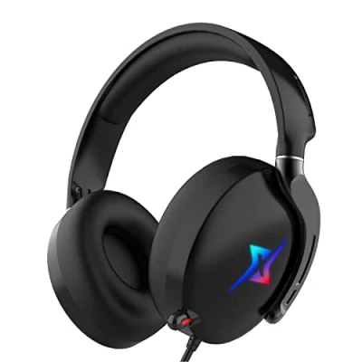 Immagine di Y YOPZI cuffie da gioco per PS4 PS5 PC con audio surround 3D microfono, cancellazione del rumore RGB luci gamer, 21 x 20 6 cm, colore nero