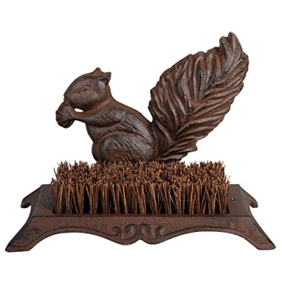 Immagine di Esschert design zerbino, zerbino motivo scoiattolo in ghisa con pennello, 25 cm x 16 18