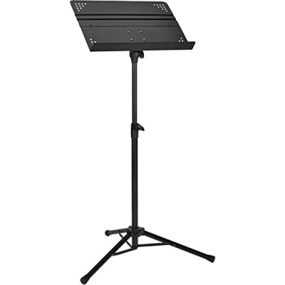 Immagine di Amazon Basics Leggio per Spartiti Pieghevole Professionale Orchestra, Altezza Regolabile da 64 a 110,5 cm, Utilizzo in Piedi e Seduto, Base Treppiede, Compatto Trasportabile, Nero