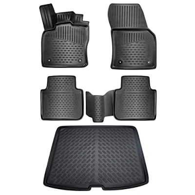 Immagine di ELMASLINE Set di tappetini in gomma 3D e vasca per bagagliaio VW Tiguan Allspace II (5 posti) 2016 2024 accessori