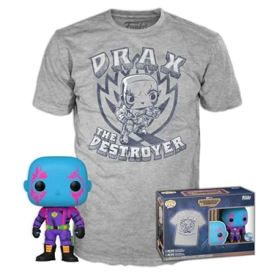 Immagine di Funko Pop!&amp;Tee: Guardians Of The Galaxy Drax Large (L) Hot Christmas T Shirt, Maglietta Vestiti con Figura in Vinile da Collezione Idea Regalo Giocattoli e Top a Maniche Corte Uomini