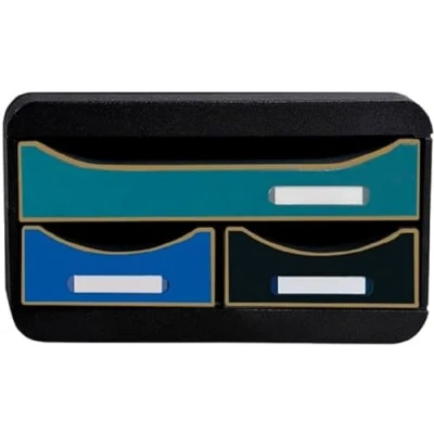 Immagine di Exacompta Rif. 311505D SMALL BOX Mini 3 cassetti Neo Deco 1 cassetto per documenti in formato A4+ 2 sottili piccoli accessori, penne, note, dimensioni 34,7 x 27,8 13,5 cm