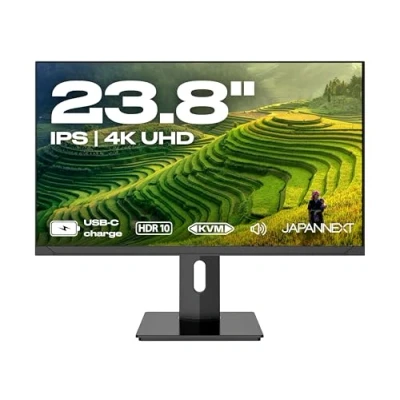 Immagine di JAPANNEXT Monitor 23,8&quot; IPS 4K UHD (3840x2160) Ricarica tramite USB C(65W) Altezza e inclinazione regolabili(HSP) Altoparlanti sRGB 100% G Sync/FreeSync Garanzia 2 anni JN IPS2380UHDR C65W HSP