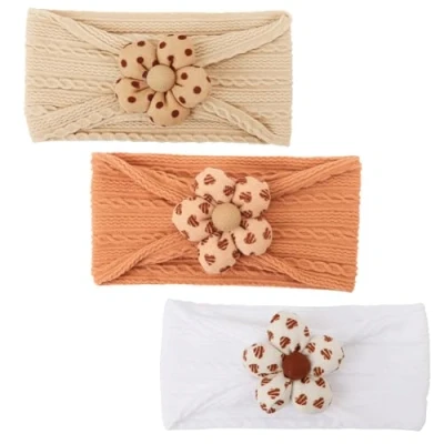 Immagine di DRESHOW 3 Pezzi Fasce Floreali per Ragazze Nylon Elasticizzato Accessori Capelli Fatti a Mano Neonati Bambini Bambine