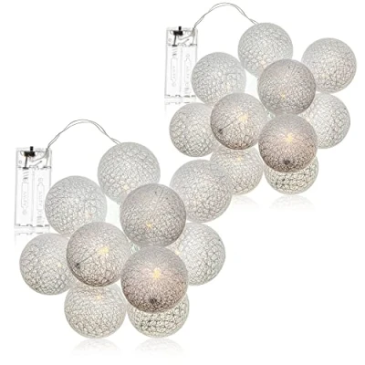 Immagine di com four® 2X Lucine a LED Palla Illuminazione con 10 in Decoro scandinavo Decorazione per Natale, Compleanni, Matrimoni o Feste