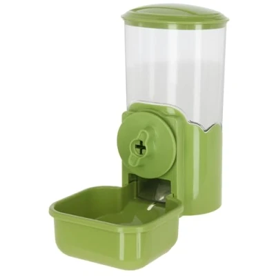 Immagine di Kerbl Pet Distributore di cibo da 1000 ml, per conigli e piccoli animali, fissaggio a griglia, antiscivolo, robusto, verde, trasparente, 11 x 20 cm
