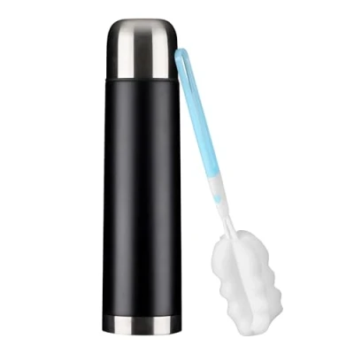 Immagine di Thermos 1 l, colorato con tappo a vite, acciaio inox, nero, l