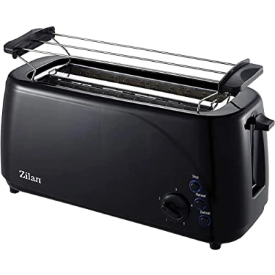 Immagine di Zilan, tostapane a fessura lunga, tostatura automatica 4 fette, XXL, 5 livelli di tostatura, accessorio per il pane, funzione scongelamento, teglia raccoglibriciole