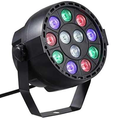Immagine di Lixada AC 90 240V Luci del Palcoscenico 12 LED RGBW Par Lights 8 Canali Miscelazione Colore di Scena con DMX Strobe e Modalità audio Attiva per Discoteca Festa Natale Wall Wash