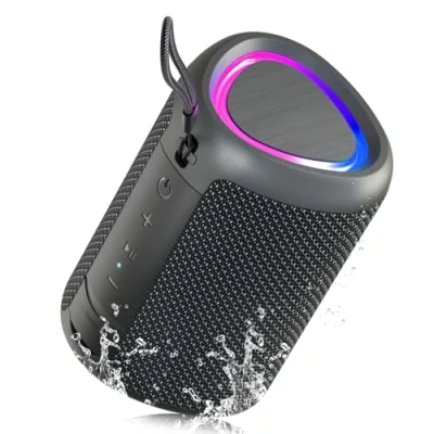 Immagine di UOHHBOE Cassa Bluetooth Portatile Potente Impermeabile Altoparlante Abbinamento TWS Speaker 5.3 15 Ore Distanza di Connessione 30m Luce LED Chiamate in Vivavoce AUX e TF