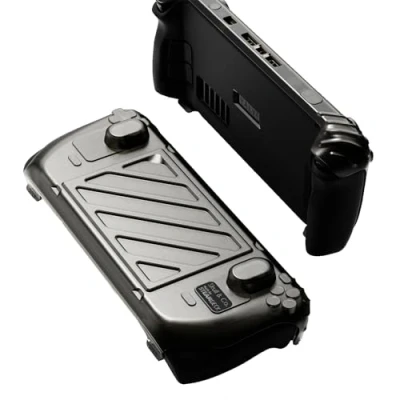 Immagine di Skull &amp; Co. Stand Grip GripCase Front Cover Bundle for Steam Deck/OLED: Protective Case with Textured Grips Full Protection HardShell Handheld Design Smoky Black