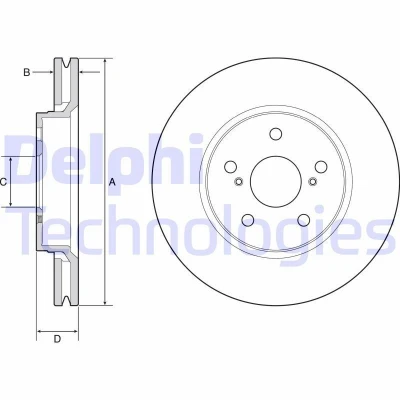 Immagine di Delphi Set di dischi freno anteriori ventilati, diametro 298 mm, 2 pezzi Bg4952C