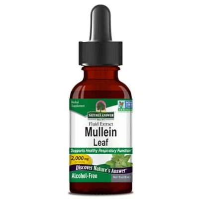 Immagine di Nature&#039;s Answer, Mullein Leaf Extract (Estratto di Foglie Verbasco), 2000mg, 30ml, Senza Alcool, Testato in Laboratorio, Glutine, Soia, Vegetariano…
