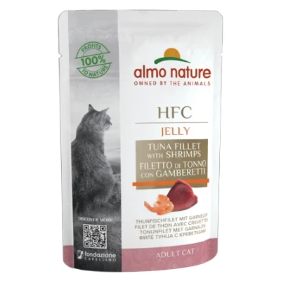Immagine di Almo Nature HFC Jelly in buste 6 x 55 g umido per gatto Filetto di Tonno con Gamberetti