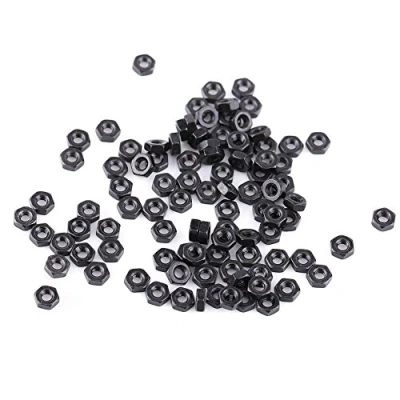 Immagine di Dadi in zinco nero, 100 pezzi M2 M5 Filettatura metrica acciaio al carbonio zincato nero esagonali M2, M2.5, M3, M4, M5, ottimo ricambio(M3)
