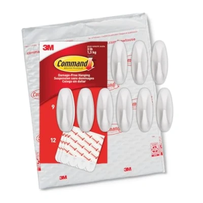Immagine di Command Designer GP081 9NA Pacco di 9 ganci, 12 strisce, Bianco, Medio
