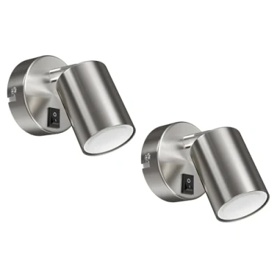 Immagine di ledscom.de 2 spot a parete WAIKA, fiamma singola, con interruttore, GU10, cromo opaco, incl. lampada LED GU10 (bianco, 6,74W, 630lm, 100)