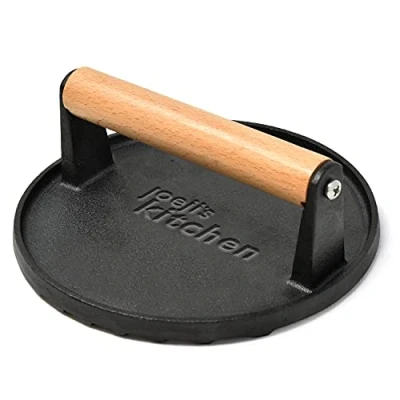 Immagine di Joejis Pressa per Hamburger in Ghisa Forma Rotonda Antiaderente Manico Legno Robusto Smash Burger Patty Press