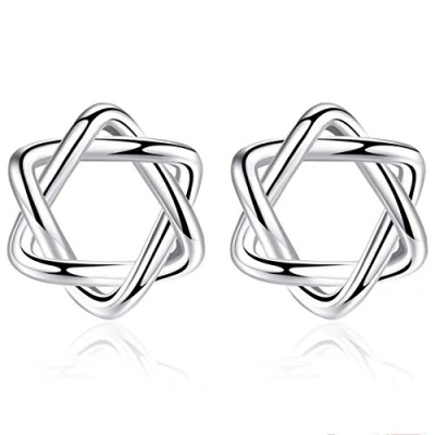 Immagine di Belons Orecchini a perno in argento Sterling 925, forma di stella David,