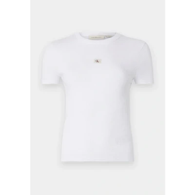 Immagine di Calvin Klein Jeans Label Fitted TEE Tshirt basic, Donna, Taglia: Large, Brilliant white