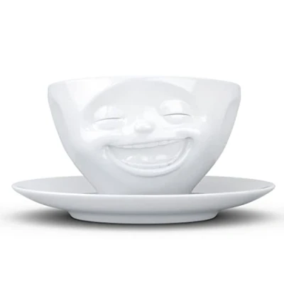 Immagine di FIFTYEIGHT PRODUCTS / Tazze/Tazza da caffè Lachend (Porcellana, 200 ml, Bianco, Made in Germany)