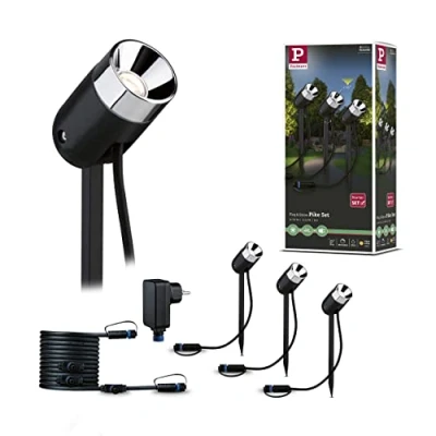 Immagine di Paulmann Pike 94242 Sistema dilluminazione Plug&amp;Shine Starter Kit faretto LED da giardino 3 (monocolore) 10.5 W Bianco caldo Antracite